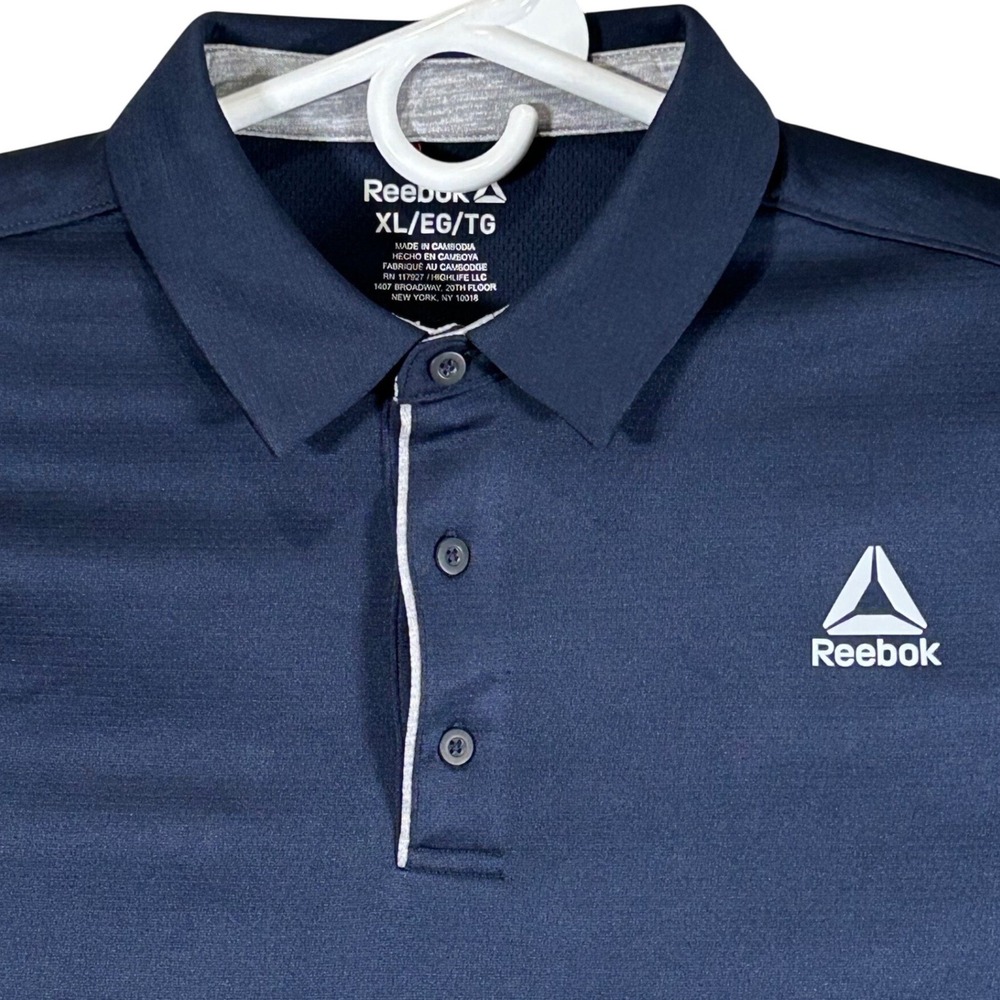 Reebok Mens Performance Short Sleeve Polo Shirt Navy Blue Size XL New